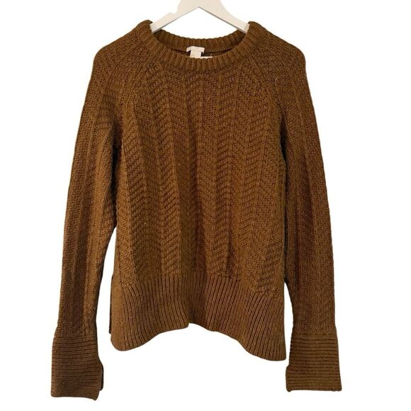 H&M brown chevron crewneck wool blend sweater size small - Picture 2 of 9